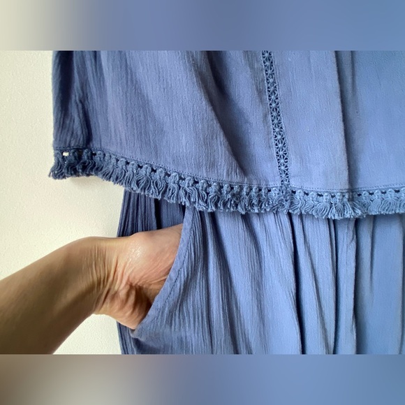 Aerie dusty blue strapless flowy jumpsuit - Picture 8 of 16